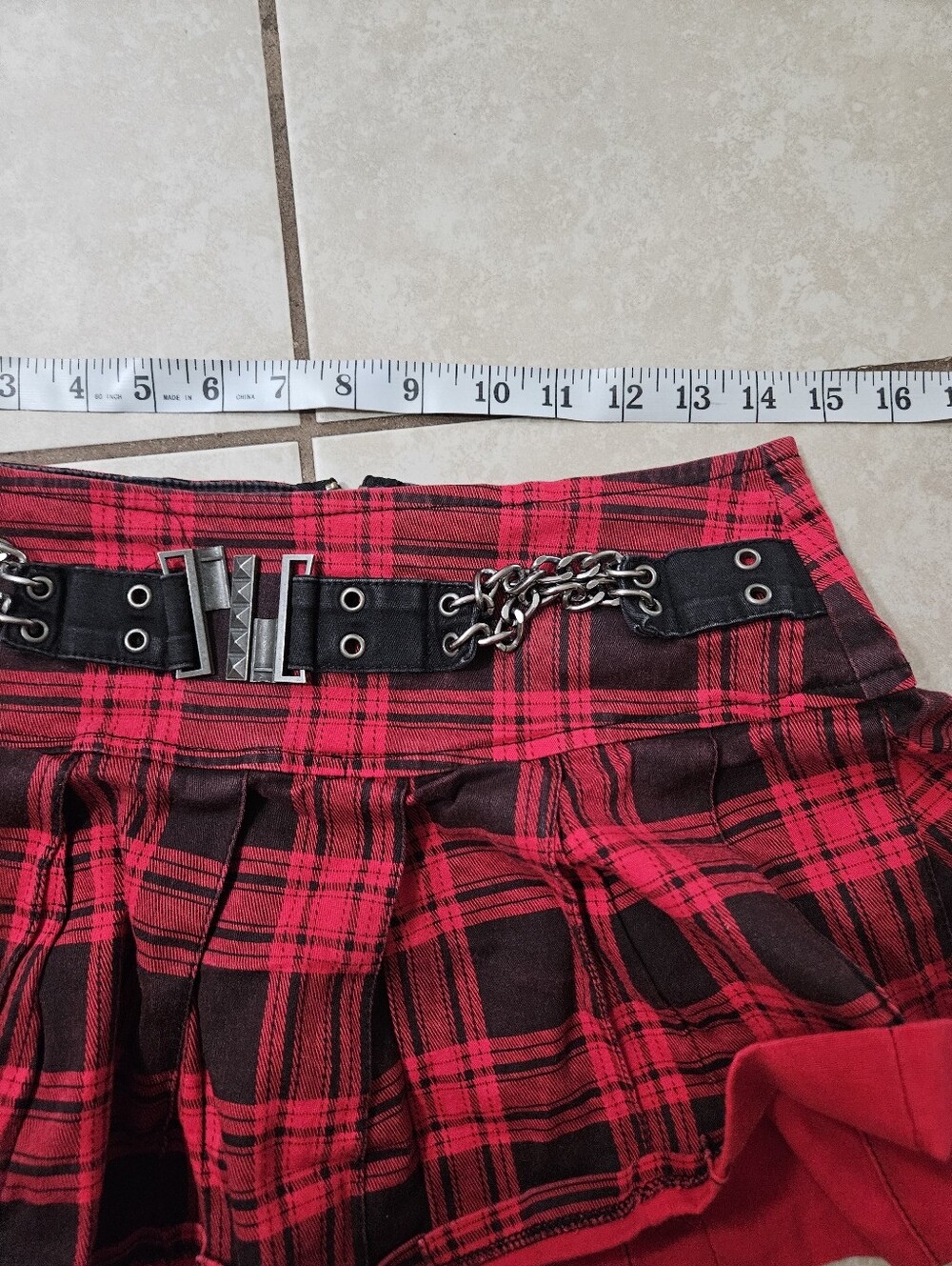 Tripp Red Plaid Mini Skirt with Chain Accent - Picture 6 of 7